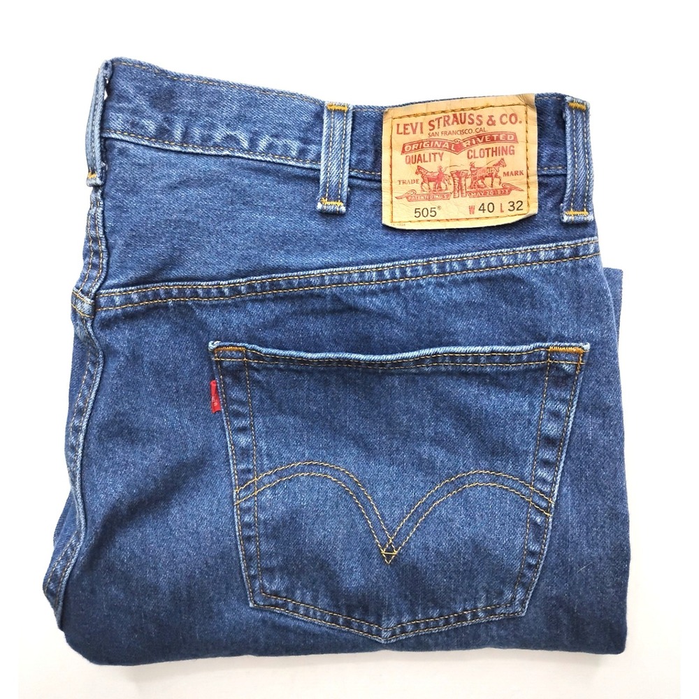 Levis 505 Jeans Mens 40x32 Blue Regular Straight Mid Rise Dark‎ wash 2009